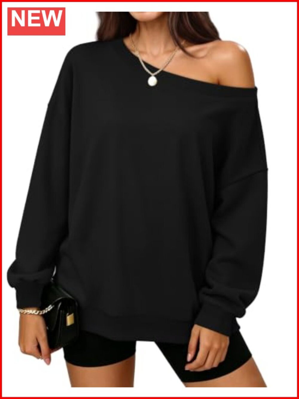 Off The Shoulder Sweatshirt Long Sleeve Polyester Blend Pullover Top